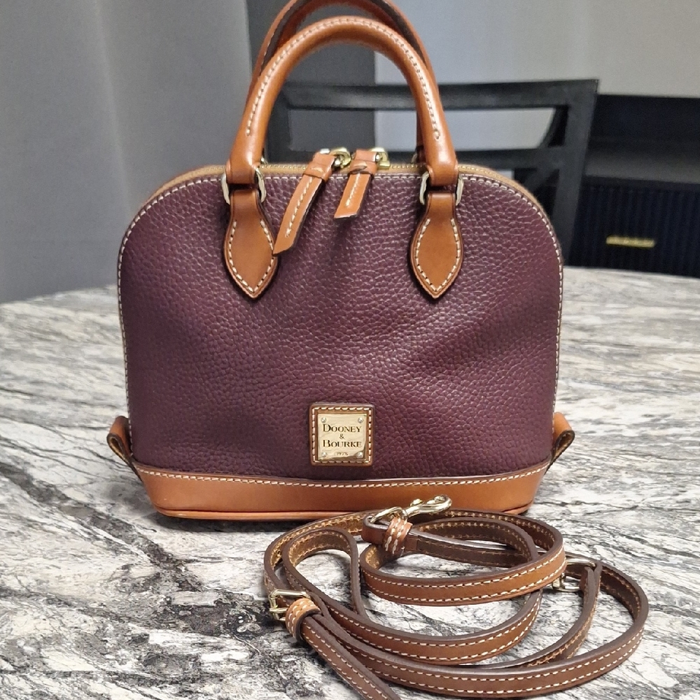 Dooney & Bourke Pebble Leather Bitsy Satchel, GUC, Burgundy